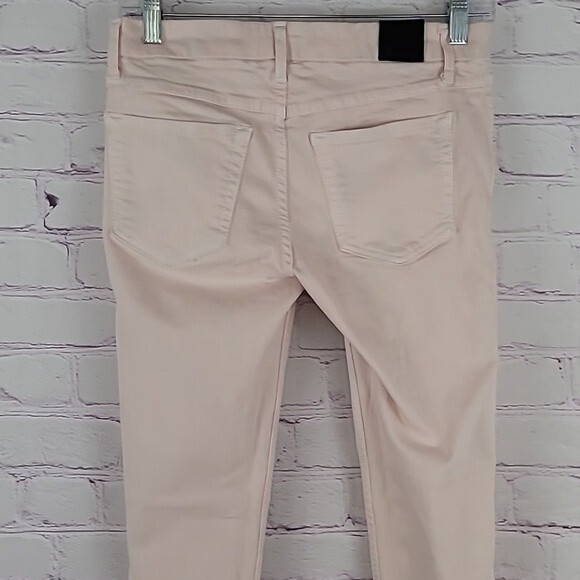 BLEULAB 8 Pocket Pink and Gray Feather Print Reversible Skinny Jeans. Size 27. - Picture 3 of 15